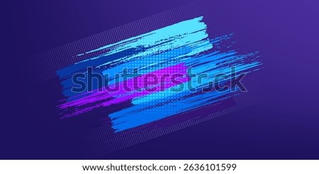 Vibrant Blue and Purple Brush Texture Halftone Effect Grunge Sports Background for Dynamic Banner or Poster Design with Energetic and Active Atmosphere.vector eps10