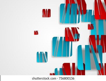 Vibrant blue and red creative squares abstract vector background