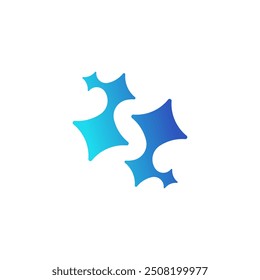 Letra azul vibrante de S con la chispa de las estrellas, Vector del diseño del logotipo de la programación de la codificación de la Tecnología