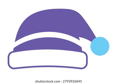 A vibrant blue Santa hat with a white trim and a light blue pom pom on a pure white background, festive and fun design