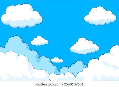 Vibrant Blue Sky with Fluffy Clouds