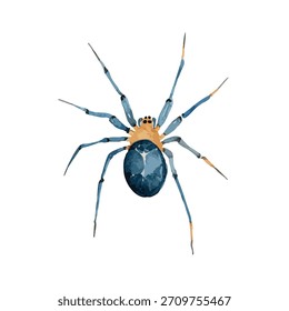 Ilustração de vetor de aranha azul vibrante, ideal para a natureza, Halloween ou conteúdo educacional. Elemento de design gráfico isolado.