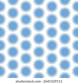 Vibrant Blue Spiky Sunburst Seamless Pattern