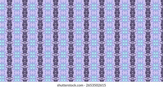 Estrela azul vibrante e padrão de anel em fundo violeta macio. Um design futurista e simétrico perfeito para arte digital, têxteis ou temas inspirados em ficção científica.
