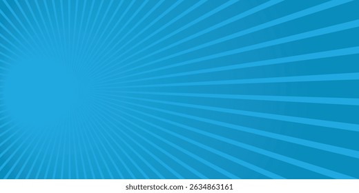 Plano de fundo azul vibrante do padrão de explosão solar. Ray star burst backdrop. Raios geométricos de ilustração vetorial