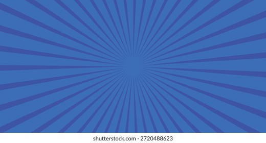 Plano de fundo azul vibrante do padrão de explosão solar. Ray star burst backdrop. Raios geométricos de ilustração vetorial