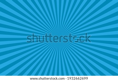 Vibrant Blue Sunburst Pattern Background. Ray star burst backdrop. Rays Radial geometric Vector Illustration