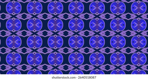 Vibrant Blue and Violet Seamless Abstract Pattern on Dark Background