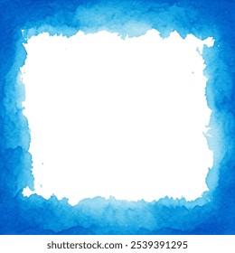 A vibrant blue watercolor frame with a textured edge, creating a refreshing and eye-catching border.