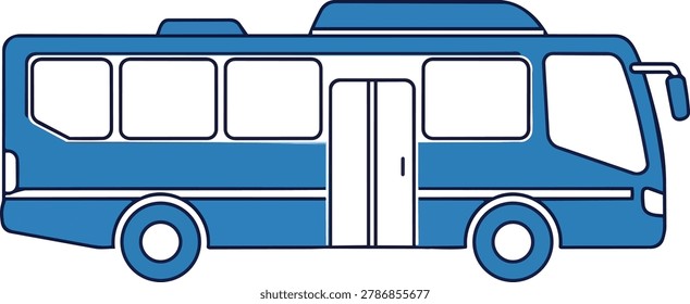 A vibrant blue and white bus illustration, perfect for transportation themes, educational materials, or graphic design projects.