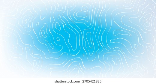 Fundo de gradiente azul e branco vibrante com linhas de contorno topográfico complexas e fluentes, criando uma textura digital dinâmica e moderna e um padrão abstrato.