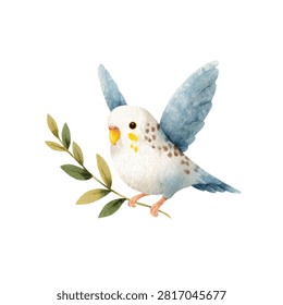 Vibrant blue and white parakeet bird