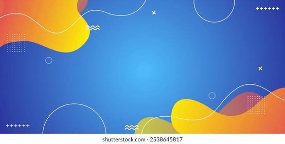 A vibrant blue and yellow gradient background with a lot of dots and lines. The background is a gradient of blue and yellow, creating a dynamic and eye-catching effect. The dots and lines add texture