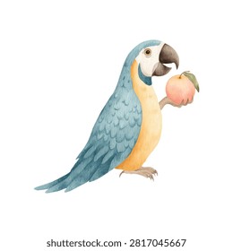 Vibrant blue and yellow parrot with peach
