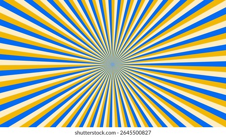 Vibrant blue and yellow radial striped pattern with optical illusion effect