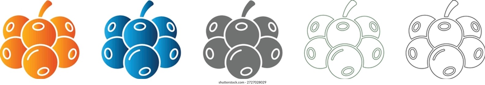 Um vibrante ícone plano do ramo de mirtilo em estilo de vetor preto sólido, perfeitamente isolado como um elemento de design gráfico consistente chave dentro de um conjunto de ícones expansivo.