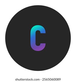 The vibrant blue-purple gradient of the letter ‘c’ contrasts beautifully with the black circular background. Great for futuristic, creative, or tech-oriented visual projects.