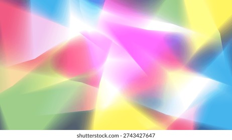 Vibrant blur background. Colorful aqua gradient texture. Abstract crystal spectrum light. Triangle blend shape background 