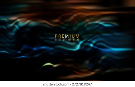 Lebhafter, unscharfer abstrakter Hintergrund mit fließenden, mehrfarbigen Wellen. Ideal für Premium-Branding, digitale Kunst, Banner und moderne Designprojekte, die Stimmung, Tiefe,