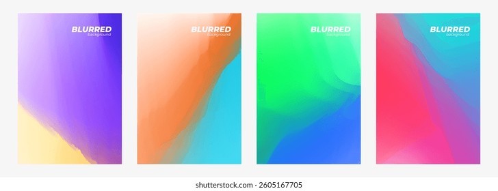 Vibrant blurred color abstract backgrounds. Set of bright colored gradients for creative graphic design. Vector illustration.