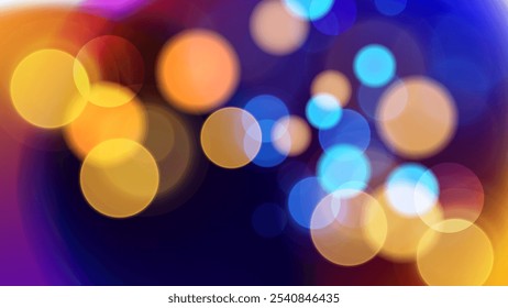 Luces bokeh vibrantes. Abstractas fondo desdibujado festivo. Efecto de luces brillantes desenfocadas brillantes. Plantilla gráfica para Anuncios de celebración e invitaciones. Ilustración vectorial.