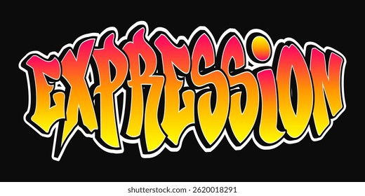 Vibrant and bold graffiti art spelling out the word Expression with a dynamic color palette.
