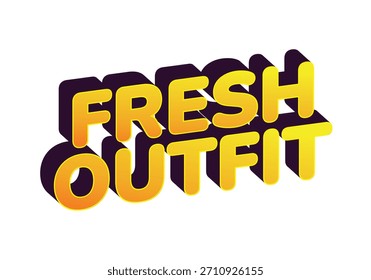 Un Diseño gráfico vibrante y atrevido con las palabras traje fresco en un estilo 3D con un esquema de color amarillo y naranja