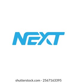 A vibrant, bold logo for the company "NEXT," featuring a stylized, sans-serif typeface in a bright