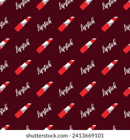 Vibrant Bold Red Lipstick Vector Seamless Pattern can be use for background and apparel design