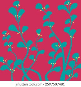 Vibrant botanical illustration with stunning teal leaves