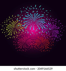 vibrant bright multicolor flash firework on dark sky celebrate salute 