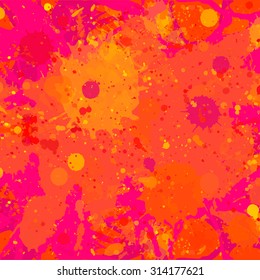 Vibrant bright orange watercolor artistic splashes background.