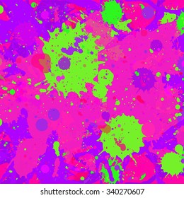 Vibrant bright pink and green watercolor paint artistic multicolor splashes background, square format.