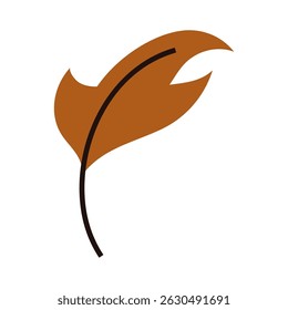 Vibrant brown autumn falling leaf, simple illustration of natural foliage