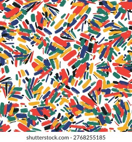 Vibrant brushstrokes overlapping in dynamic shapes, generating contemporary artistic vector seamless pattern capturing abstract expressionism with energetic color composition and design potential