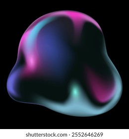 Vibrant bubble. Bright color shape on black. Vivid multicolored blurred gradients graphic design. Vector illustration.