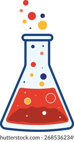 Vector vibrante del experimento del laboratorio de la Ciencia de la reacción química del frasco de Erlenmeyer