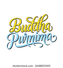 Vibrant Buddha Purnima typography design featuring colorful text art. Perfect for spiritual, religious, and festive use in posters, banners, social media, and celebration graphics.