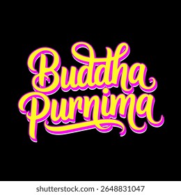 Vibrant Buddha Purnima typography design featuring colorful text art. Perfect for spiritual, religious, and festive use in posters, banners, social media, and celebration graphics.