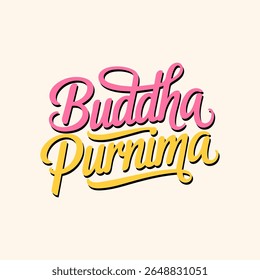 Vibrant Buddha Purnima typography design featuring colorful text art. Perfect for spiritual, religious, and festive use in posters, banners, social media, and celebration graphics.