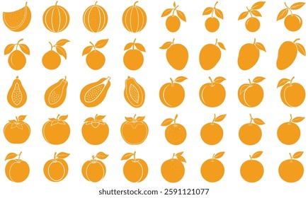 A vibrant bundle of fresh orange fruits, including oranges, tangerines, apricots, and more. Perfect for healthy food designs, nutrition, and stock graphics.