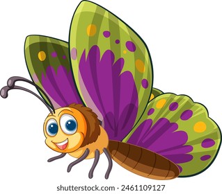 Vibrant butterfly with a cheerful expression