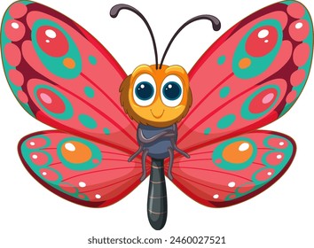 Vibrant butterfly with girl-like features and big eyes
