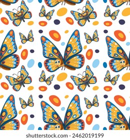 Vibrant butterfly illustrations with abstract shapes