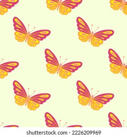 Vibrant butterfly repeat pattern, colorful vector pattern