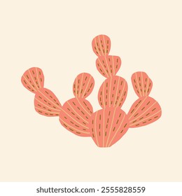 Vibrant cactus drawing with unique textures and colors. Vector hand drawn illustration in freehand style