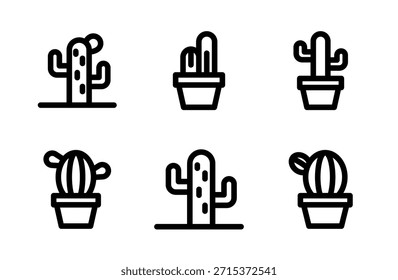 Lebendige Kaktus Ikonenset, Wüstenpflanze Ikonen für Natur, Gartenarbeit, Home-Dekor, und botanische Designs
