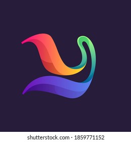 Vibrant calligraphy Y letter logo with colorful gradients. Vector classic typeface for expressive labels, casino headlines, theatre posters, futuristic identity etc.