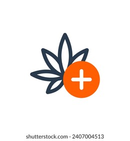 Ilustración del icono del vector de hojas de cannabis vibrante para propiedades curativas naturales