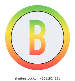 Vibrant Capital letter B design with green-red gradient border and light gray inner circle. Perfect for contemporary logo design or creative visual identity.